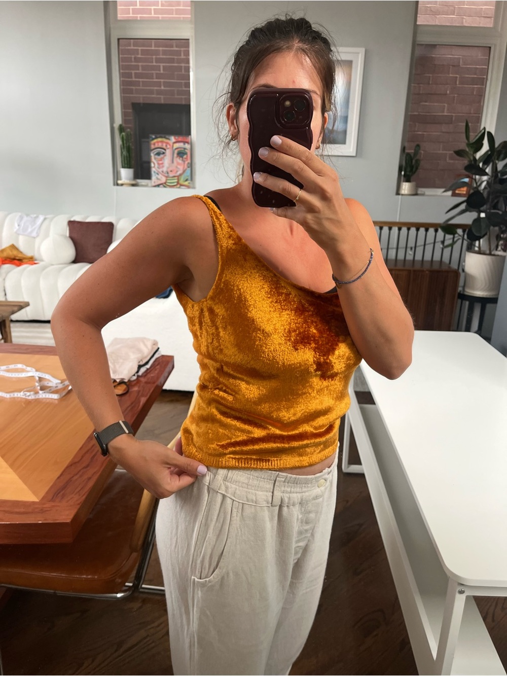 Velvet Tank Top - Gold/Caramel